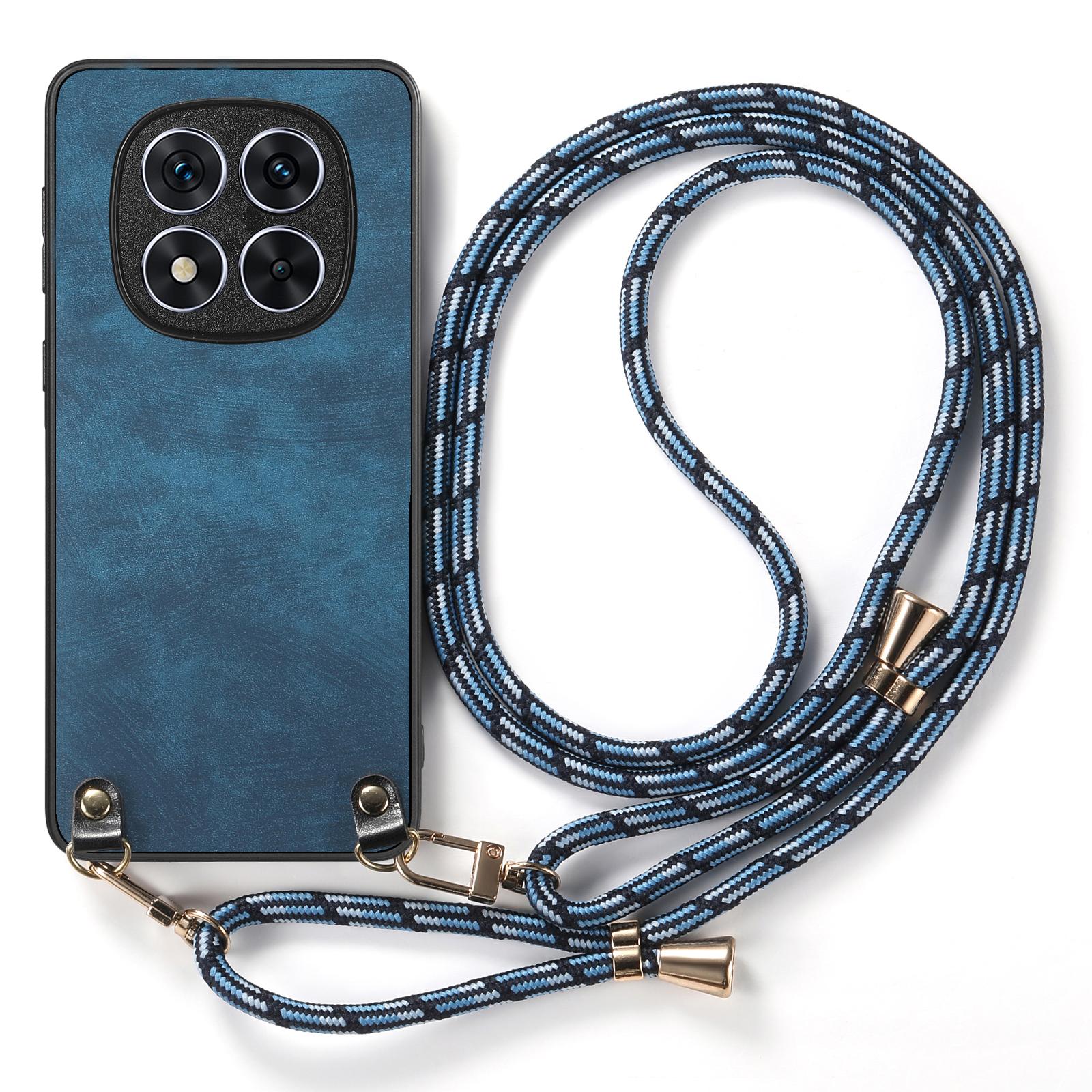 

For Xiaomi Poco X7 5G Retro Leather Phone Back Cover with Adjustable Strap Black
