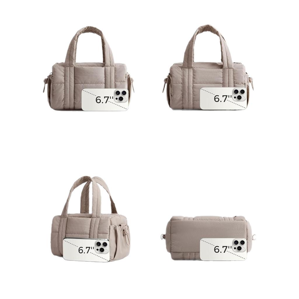 Women Nylon Quilted Duffle Bag with Adjustable Strap Crossbody Bags for Sports Travel