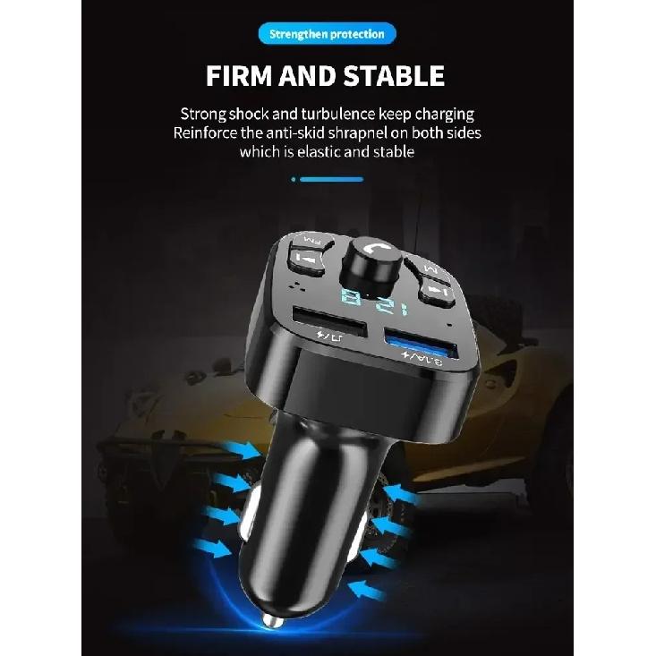 Car Bluetooth 5.0 FM Transmitter, Dual USB Fast Charger MP3 Player Wireless FM Receiver Car Kit Support USB Flash Drive