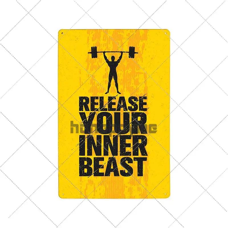 Gym Rule Metal Sign Fitness Motivational Quotes Poster Work Out Plaque Man Cave Pub Bar Wall Decorative Vintage Plate 20x30cm