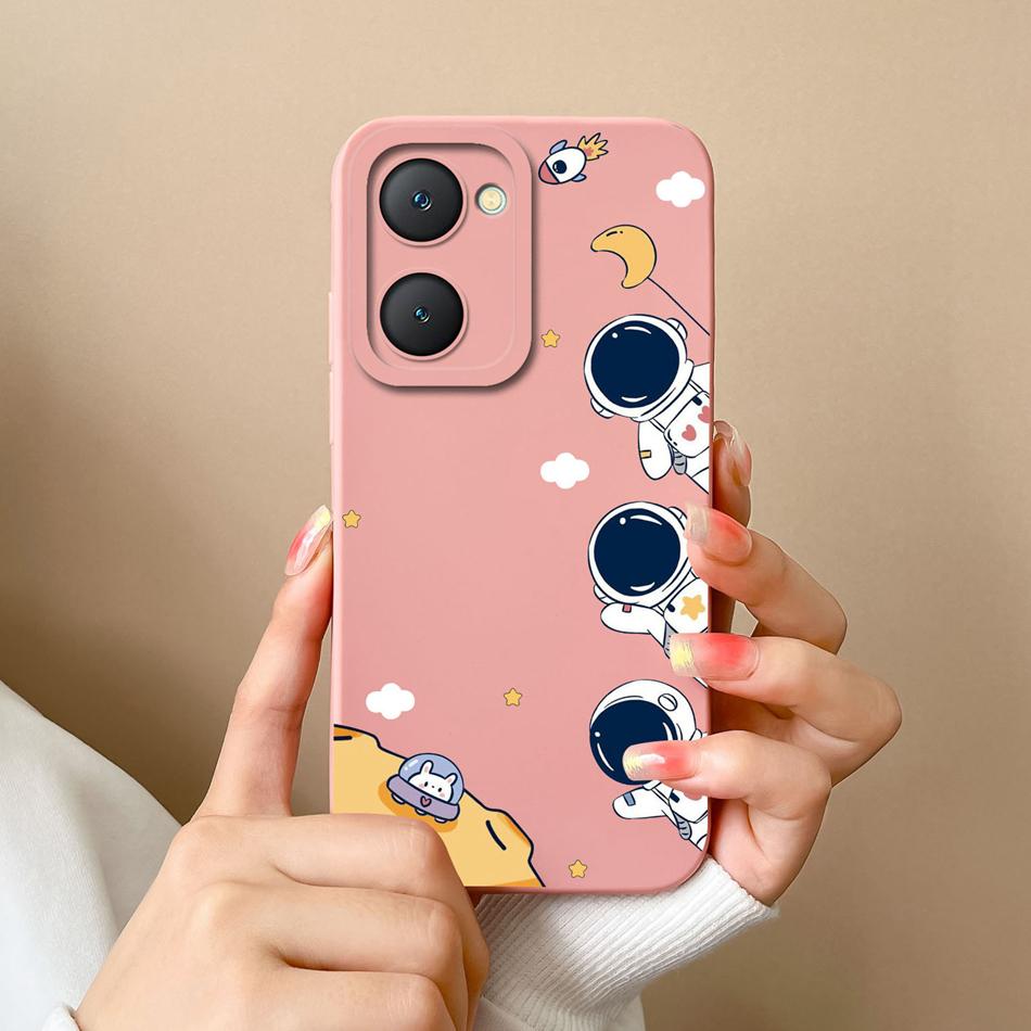 Phone Cases For Vivo Y03 4G Flowers Soft Liquid Silicone Camera Lens Premium Protection Back Covers For Vivo Y 03 Funda Carcasa