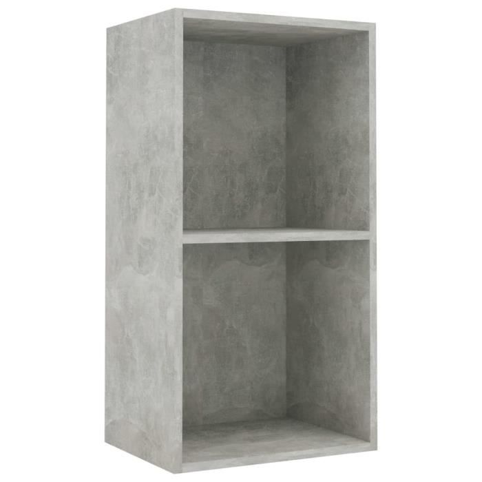 Bibliothèque - vidaXL - 2 niveaux - Gris béton - 40x30x76,5 cm - Bois aggloméré