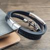 Arrow Bow Arrow Design Leather Rope Woven Bracelet Woven Magnetic Buckle Men's Stainless Steel Bracelet Jewelry Gift Wholesale
