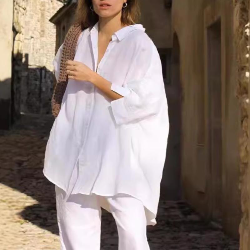 

Tooxika Новые повседневные свободные женские топы больших размеров, нестандартные рубашки средней длины из хлопка и льна XXXXL