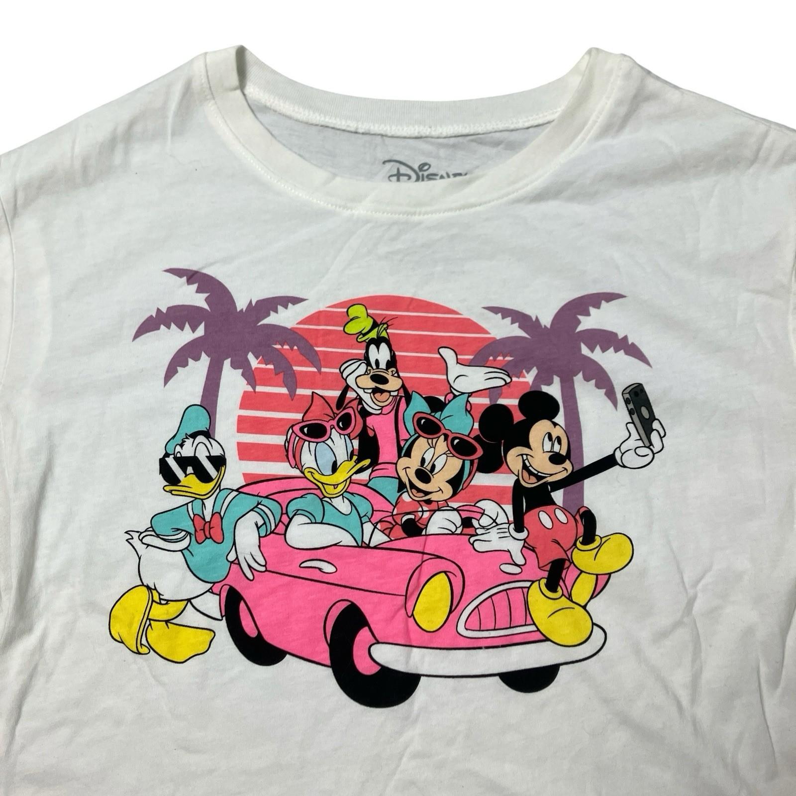 Disney T-Shirt WMNS S White Mickey Minnie Goofy Donald Graphic Tropical Vacation XL