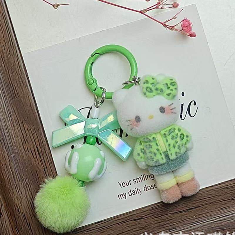 Flocked Keychains for Bags Hello Kitty Keychains Gifts Keychain on The Phone Accessories Holiday Gifts