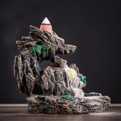 Brûleur d'encens en résine en forme de dragon cracheur de bon augure, porte-encens à refoulement en cascade, décoration d'intérieur, 1 pièce (Sans Encens)