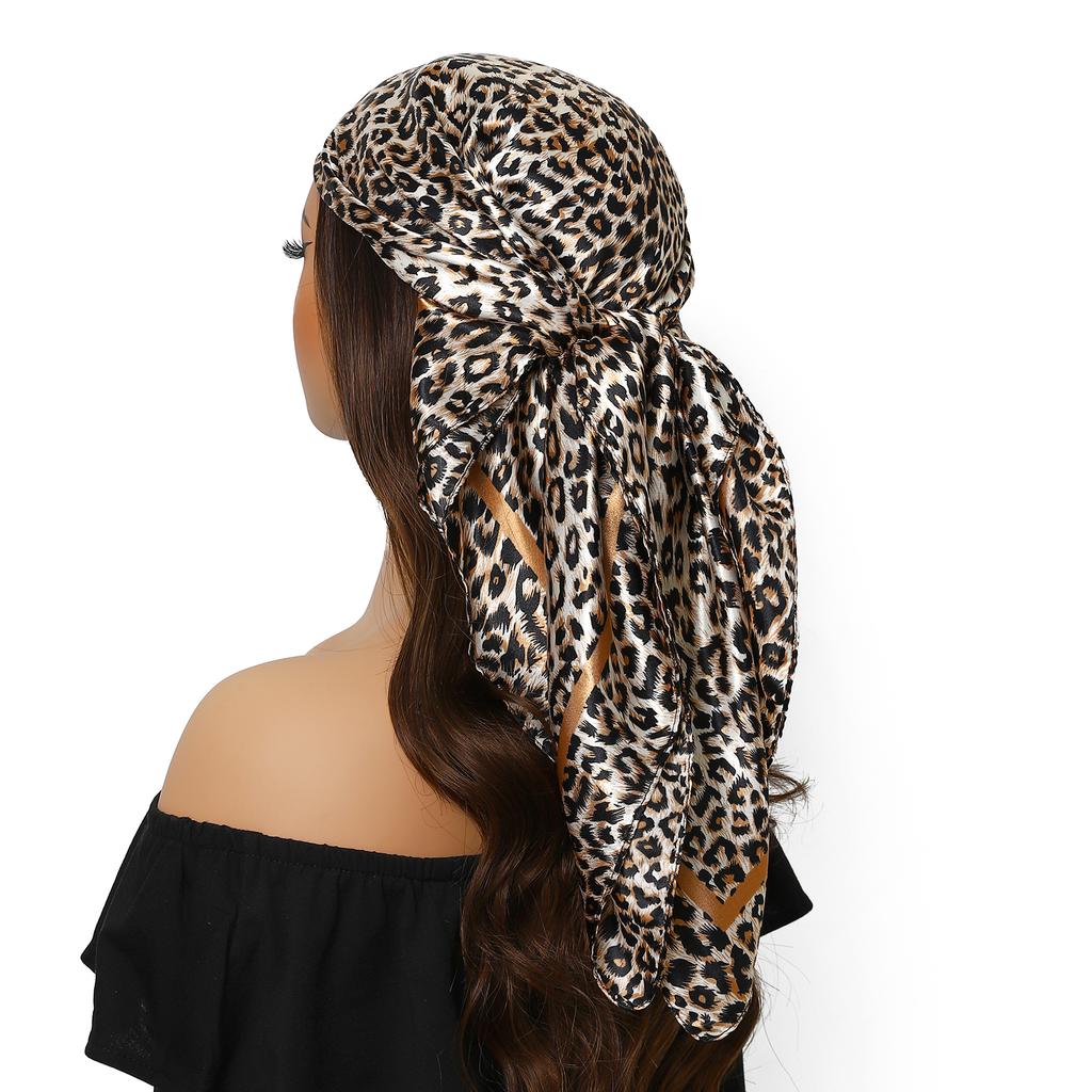 new 90*90cm Vintage Flowers Square Scarf Women Silk Shawl Neckerchief Female Print Headband Head Wraps Foulard Hijab Hair Bands