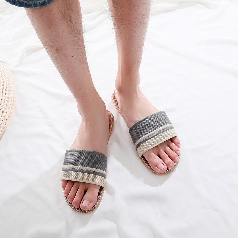 Cotton and Linen Non-Slip Home Slippers for Men and Women – Indoor Summer Slippers with Thick Bottom for Wooden Floors.