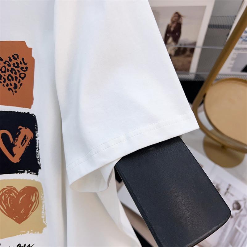 Plus Size Women's Mid-Length Loose Fit Round Neck Short Sleeve T-Shirt (200/300/350 Jin)