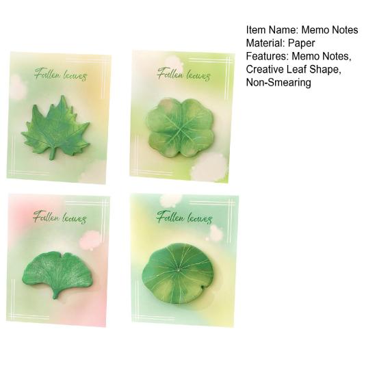 4PCS Memo Notes with Leaf Shape Smooth Writing Memo Sticker Strong Adhesive Reusable Practical Reminder Notes for Home Office