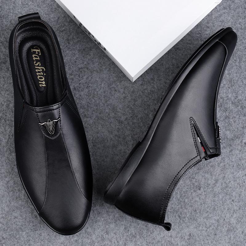Genuine Leather Mens Casual Shoes Handmade Soft Male Loafers Simple Moccasins Breathable Slip On Black Driving Shoes Boat Shoes