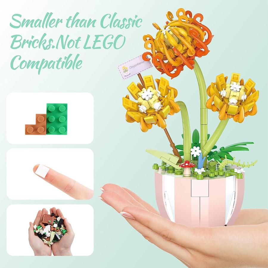 Plastic Bouquet Potted Plants Building Blocks Flowers Bricks DIY Educational Toys Valentine's Day and Mother's Day Gifts