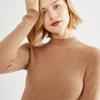 Women's Elegant Slim Fit Pullover: Solid Color Knit Sweater with Stand Collar - Autumn Winter Collection