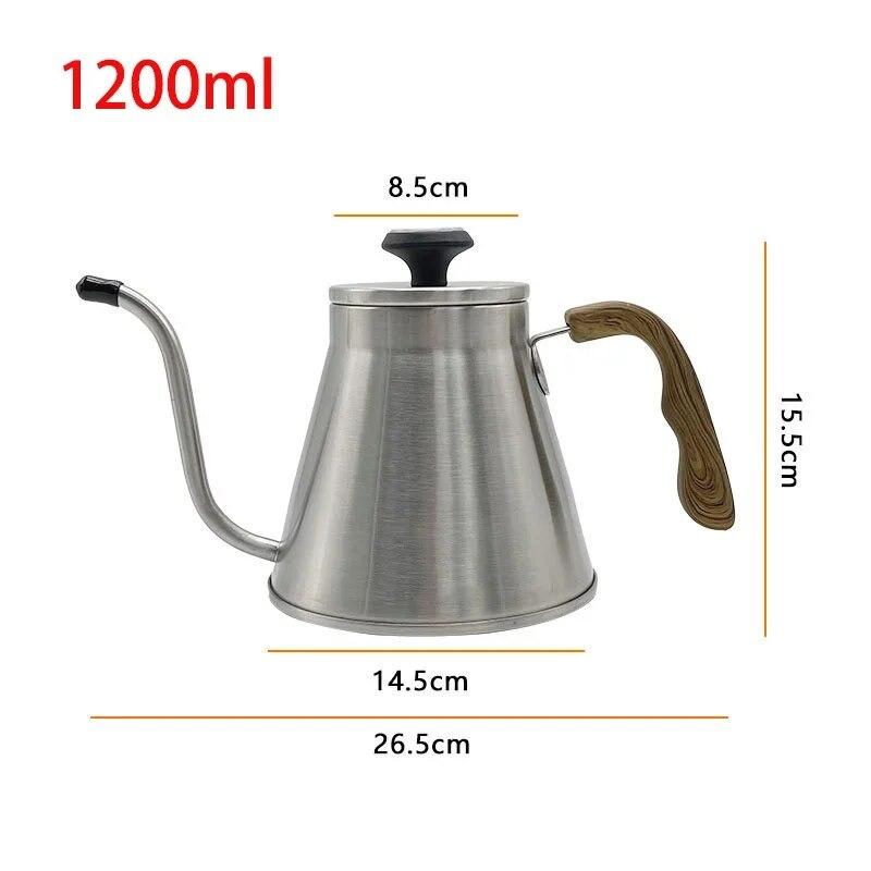 1.2L/ 42oz Coffee Kettle Thermometer Pour Over Stainless Steel Coffee Tea Pot Gooseneck Kettles Drip Barista Accessories 2024