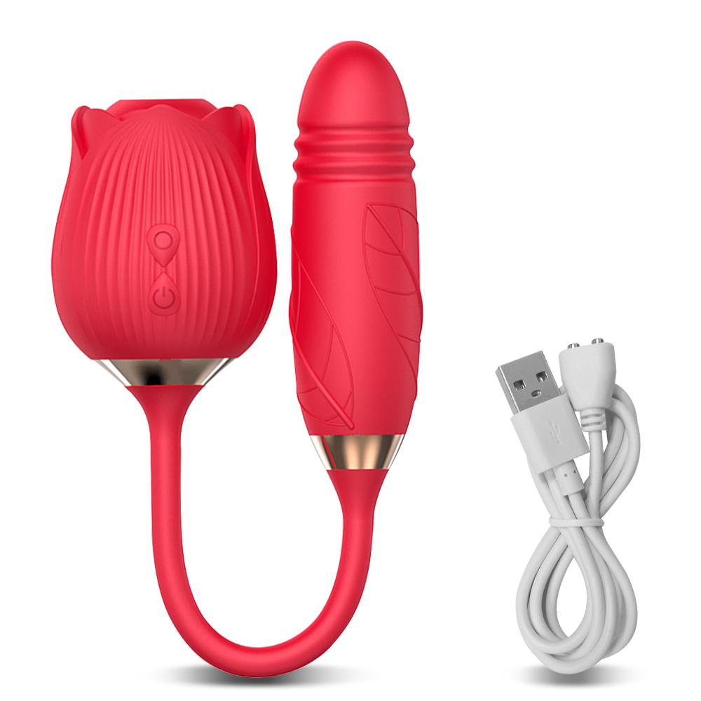 Rose Thrusting Dildo Sací vibrátor Žena klitoris Sucker Stimulátor Vibrační Love Egg Zboží pro dospělé Sexy hračky pro ženy