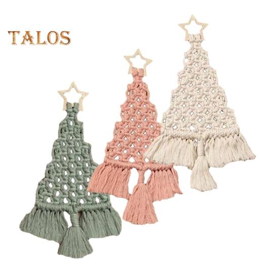 Kit de macrame pentru brad de Crăciun DIY Set de împletitură din frânghie de bumbac Set de decorare cu ciucuri de Crăciun Boho pentru tricotat manual pentru începători