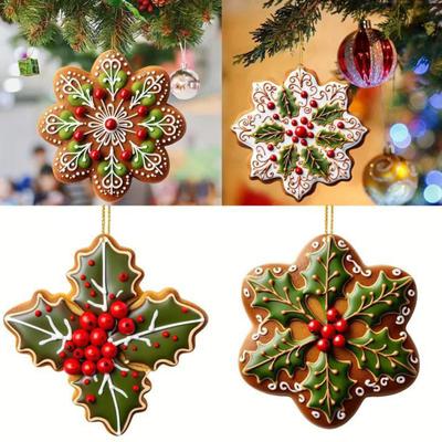 Christmas Tree Pendant 2D Snowflake Hanging Ornaments Baubles Indoor Party Acrylic Flat Xmas Decorations