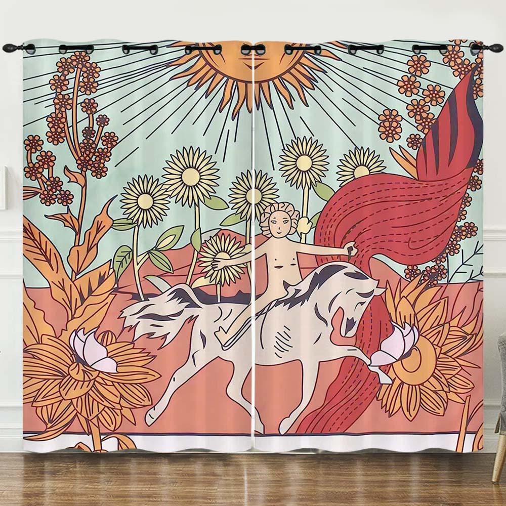 Curtains Sun And Moon Helios 3D Digital Printing Blackout Curtain Punching