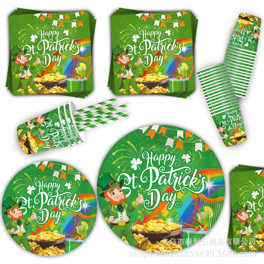 St. Patrick'S Day Party Supplies St. Patrick'S Party Decoration Arrangements Props Banners Disposable Tableware
