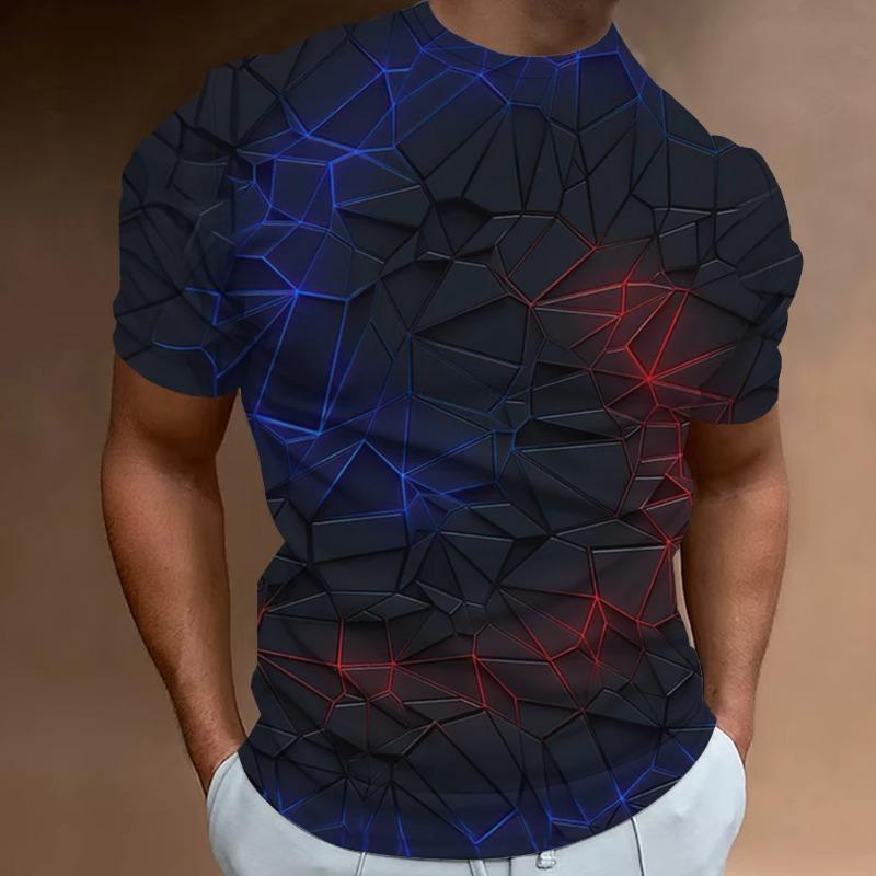 Funny Men's T Shirt Tops 3d Abstract Geometry Print T-Shirt For Men Summer Trend Simple Loose Tee Casual Breathable Man Clothing