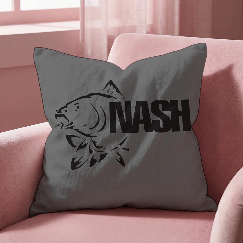 N-Nash Fishing logo Cushion Cover Multi-Scene Pillow Cover for Home & Car - Reversible, Soft & Durable for Daily Use