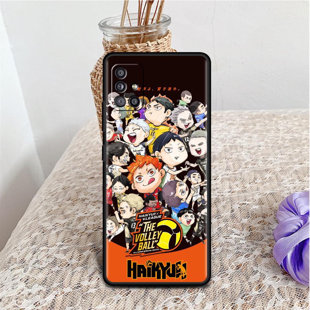 Hülle für Samsung Galaxy A52 A12 A51 A32 A71 A21s A22 A11 A02s A03 A23 A13 A53 A41 A31 A72, weiche Telefonabdeckung, Haikyu!! Anime-Fundament