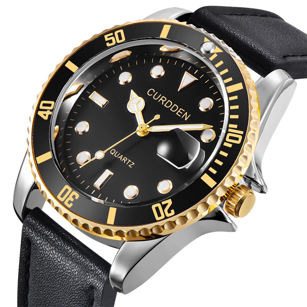 Men's Fashion Quartz Watch with Calendar, Simple Leather Strap, Student Design