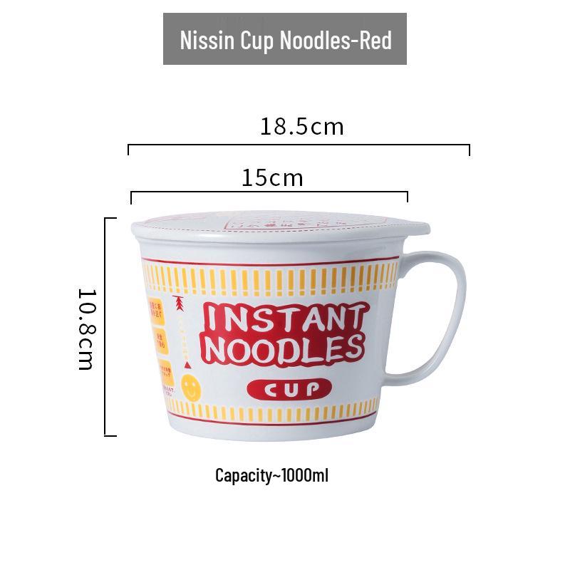 Japońska Ceramiczna Miska na Makaron i Pudełko na Lunch z Pokrywką - Naczynia Domowe i Stołówkowe