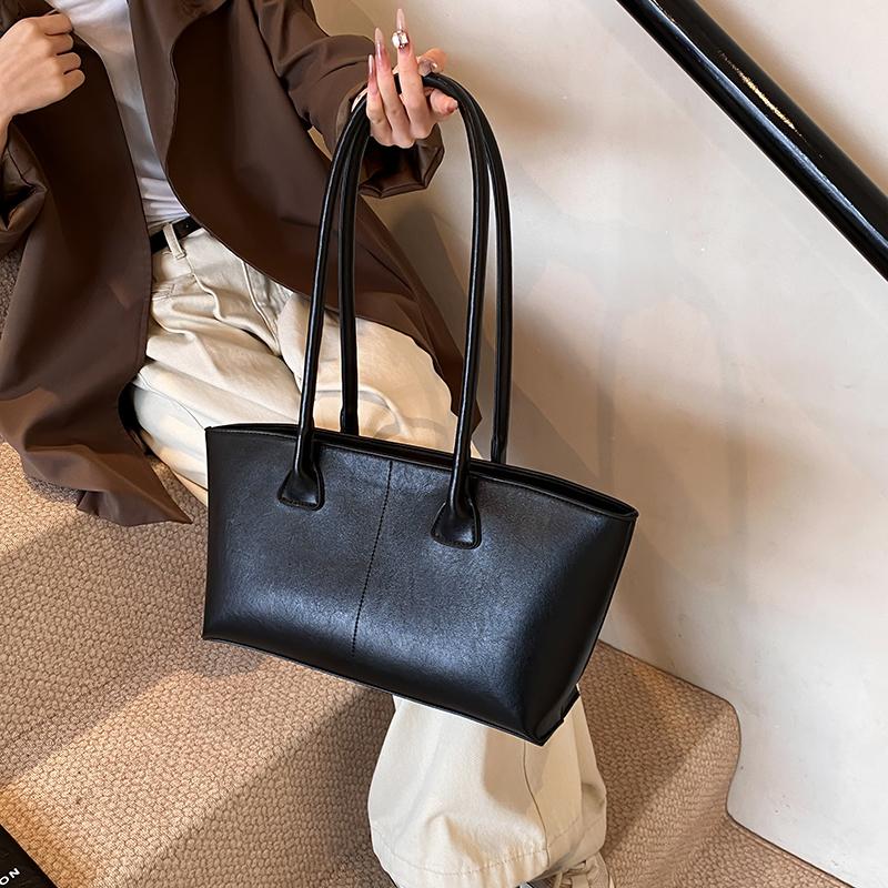 Burgundy Underarm Shoulder Bags For Women Pure Color PU Leather Large Capacity Casual Tote Bags 2026 Winter New Luxury Handbags