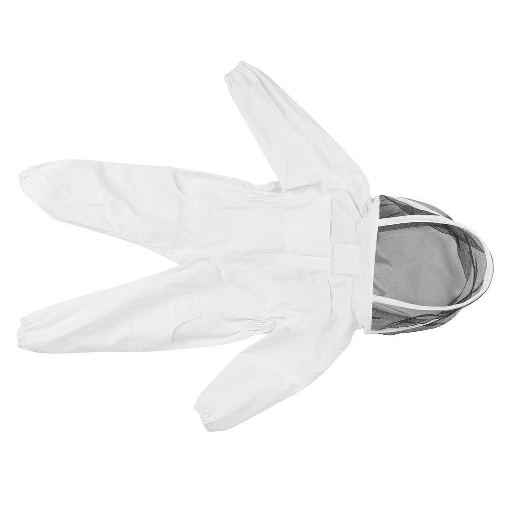 One Piece Beekeeping Suit with Veil Hood Children kids Beekeeping Protective Clothes(White M)
