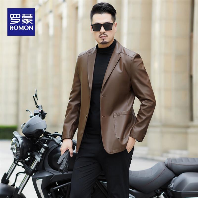 ROMON Мужская приталенная куртка из искусственной кожи 4XL