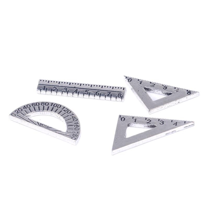 6/3Set Mini Ruler Triangle Rulers Dollhouse Simulation Miniature Creative School Model Dollhouse Accessories Home Decor
