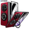 KEYSION 360° Rotating Magnetic Ring Stand Phone Case for MagSafe for OPPO Find N5 Hinge Phone Cover with Glass Screen Protector