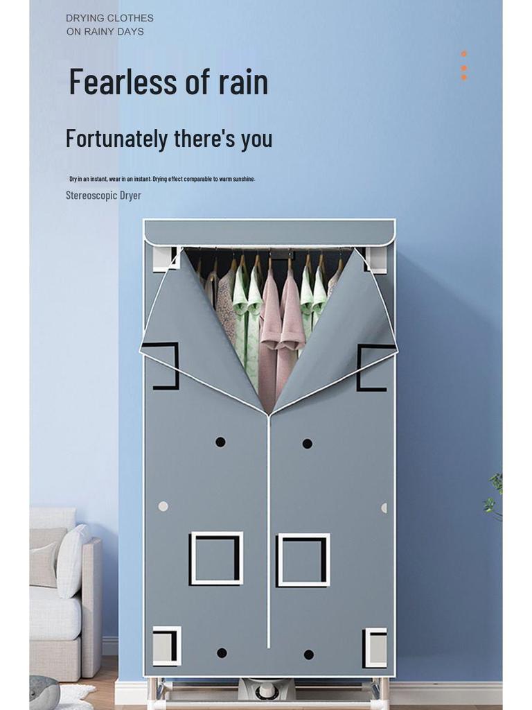 Compact Double-Layer Quick-Dry Clothes Dryer Wardrobe with Large Capacity for Rental Rooms