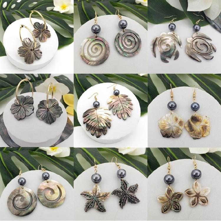 Women Earrings Balck Natural Shell Ear Rings Ornament Jewelry for Party Birthday