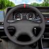Black Faux Leather Hand-stitched No-slip Car Steering Wheel Cover Braid for Volkswagen VW Transporter T4 2000-2002 Santana 2004