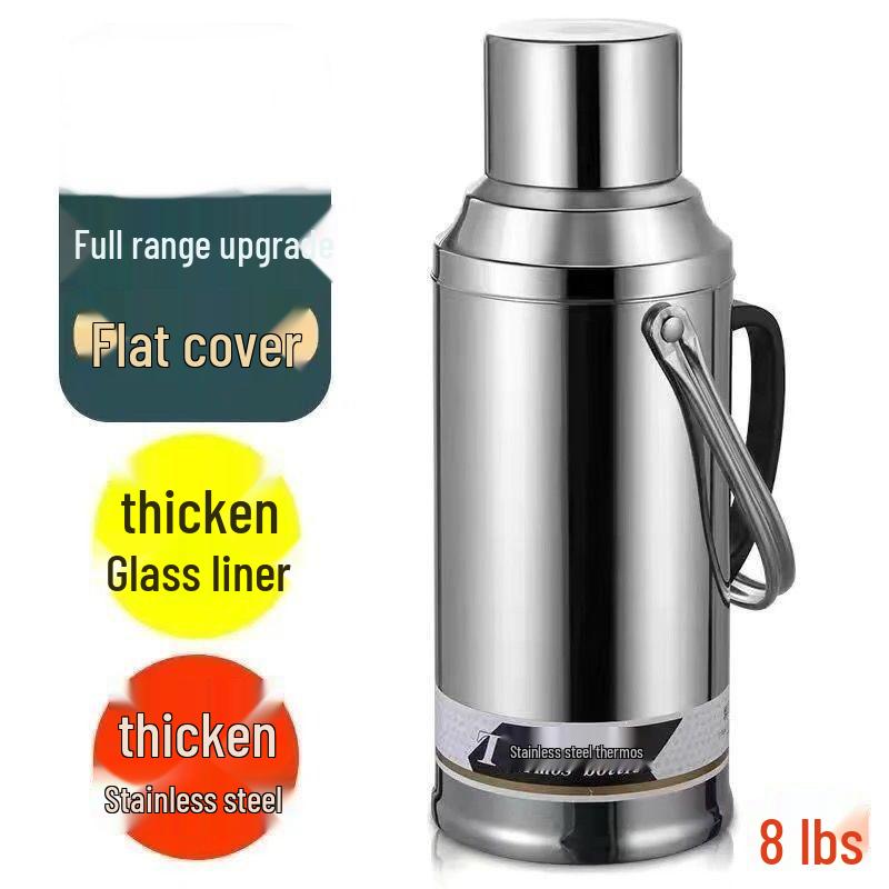 Extra Thick Stainless Steel Insulated Hot Water Bottle with Commercial Glass Liner - Classic Household & Office Use