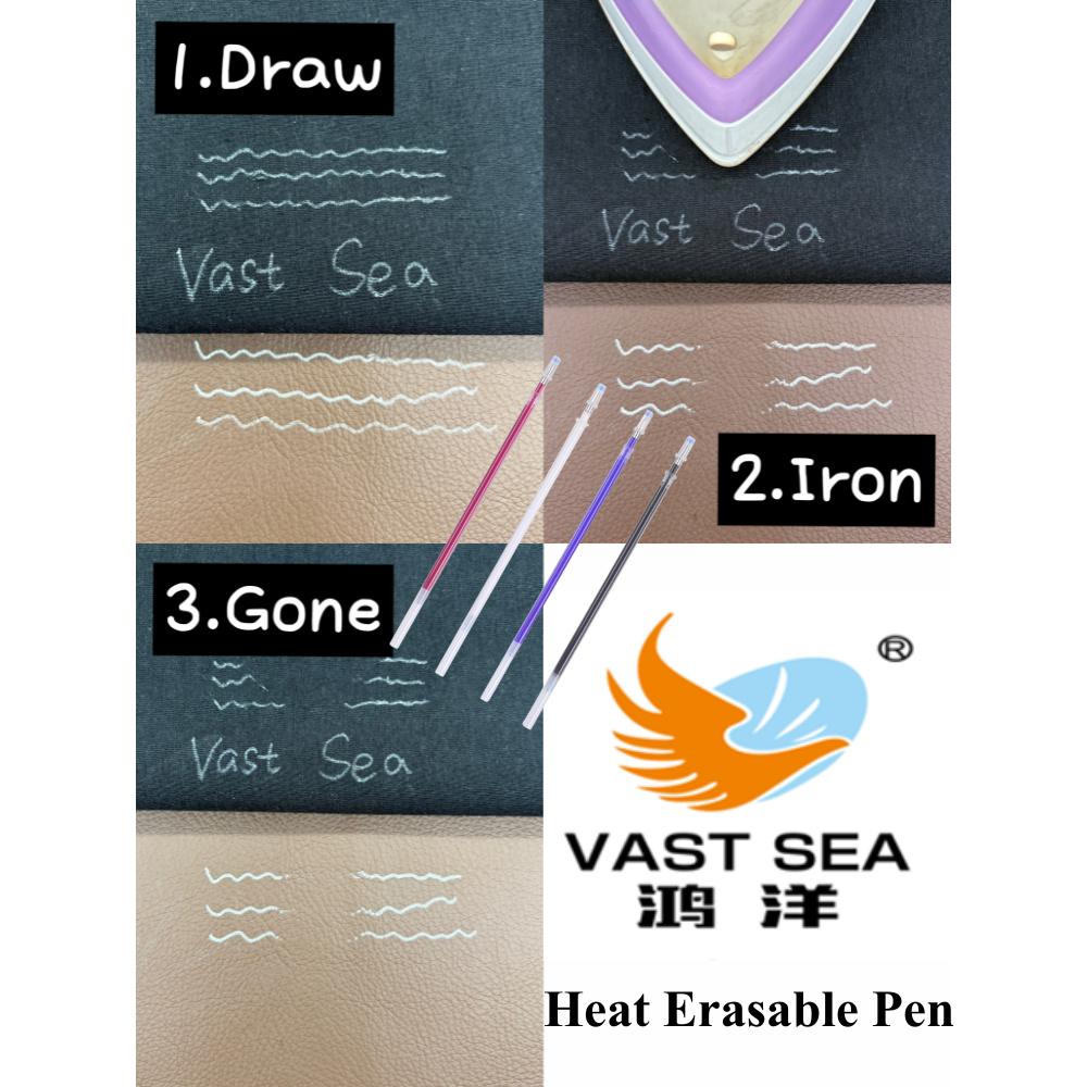 Vast Sea 100pcs Set High Temperature Disappearing Heat Sensitive Heat Erasable Ballpoint Pen Plastic for Leather Fabric Marking