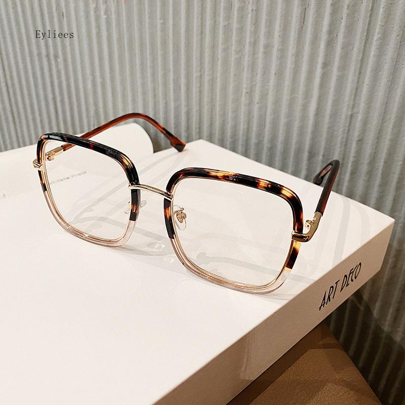 New Vintage Large Square Eyeglasses Anti-blue Light Glasses Frame Blocking Blue-ray Oversized Spectacles Frames Male Female