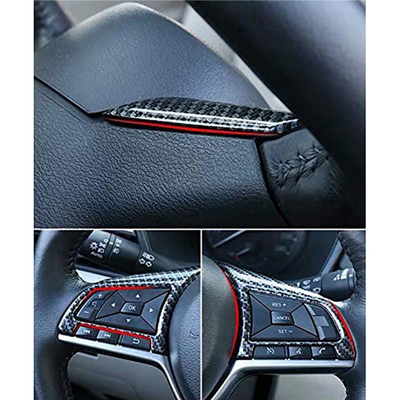 Carbon Fiber Steering Wheel Decoration Cover Frame Trim for Nissan Rogue Altima Sentra Kicks LEAF Versa AccessoriesJAS