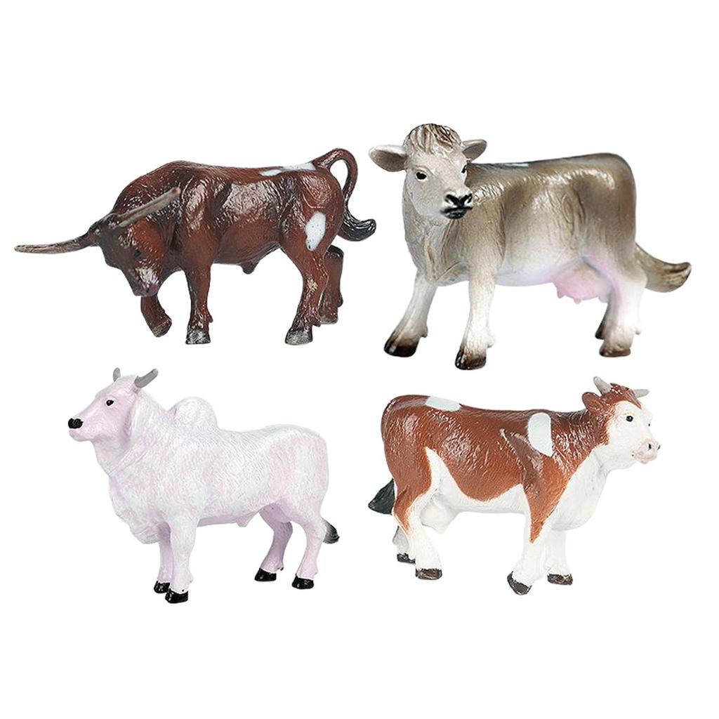 Cattle Decorative Figures Realistic Farm Animal Figurines Small Animals Educational Toys for Kids Home Decor