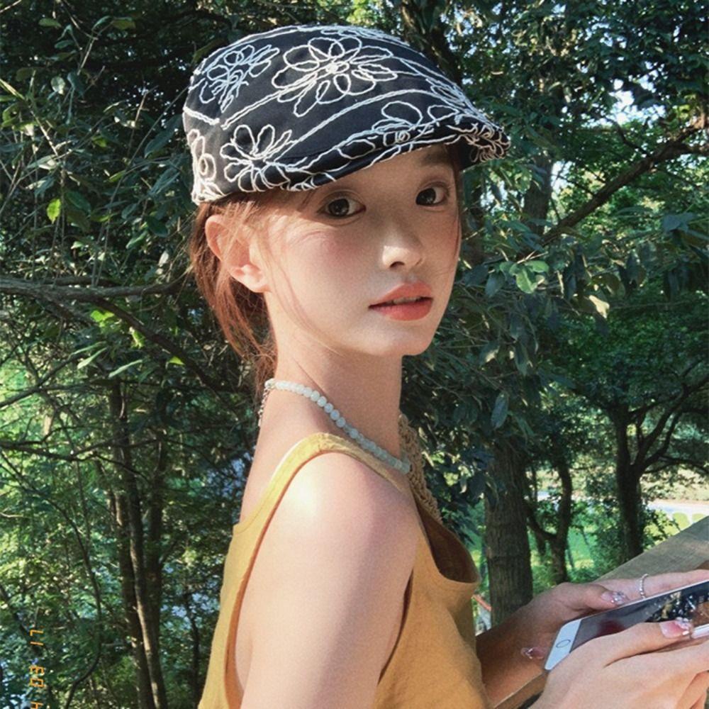 Y2k Vintage Painter Hats Sun-protective Retro Newsboy Caps Fashion Spicy Girls Berets  Ladies