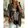 Women's large-size V-neck T-shirt, retro casual top, with printed design, fashionable and versatile ,machine washable.