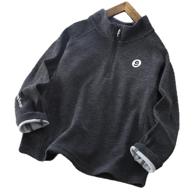 2025 Autumn Kids' Skin-Friendly Fleece Stand Collar Base Layer Top - Super Warm & Lightweight for Boys and Girls