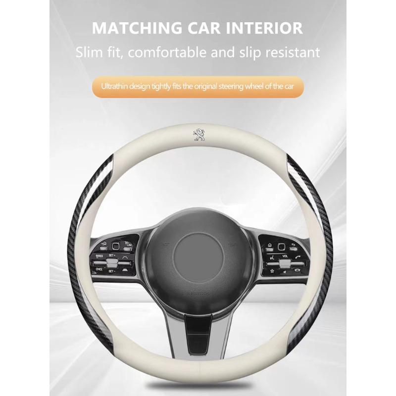 Leather Carbon Fiber Car Steering Wheel Cover Car Accessories For Peugeot 308 408 508 RCZ 208 3008 2008 206 207 108 406 407 408 206 207 208 306 307