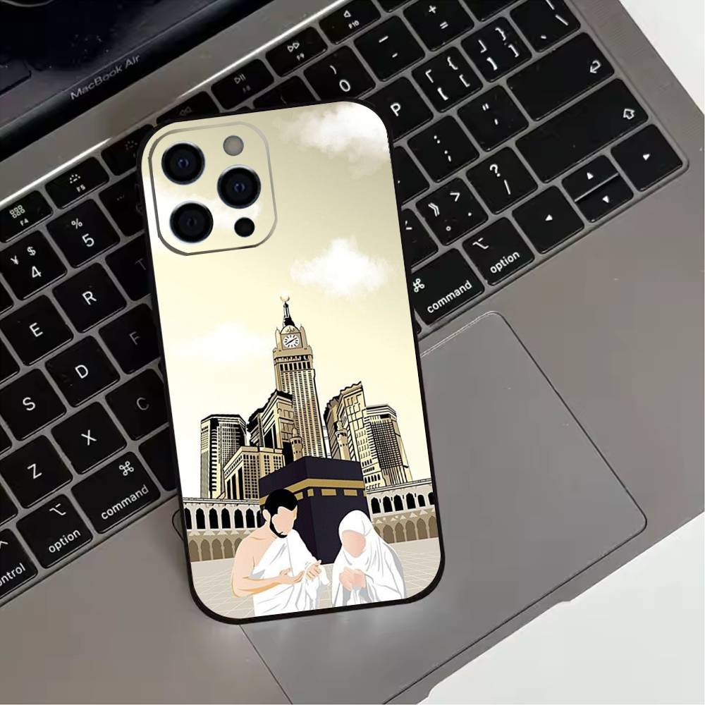 

I-IN M-Паломники Мекки Искусство Чехол для телефона Для iPhone 17,16,15,14,13,12,11 Plus,Pro Max,XS,Мягкий силиконовый Черный чехол iPhone13PROMAX