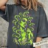 Medusa Comic Style Vintage Tee, Neon Greek Mythologie Shirt, Snake Reptile Dark Gothic Halloween Graphic Tee, Gothic Women Shirt