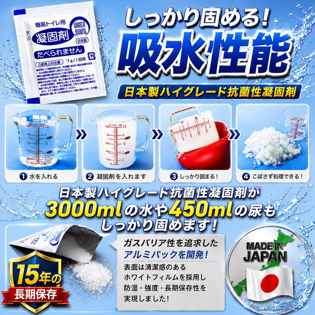 antibacterial SAFETYTOILET100 Portable Emergency shelf Large deodorizing Toilet seat cover uses [Japanese-made coagulant] Toilet, Toilet, 15-year