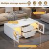 Hochglanz-Couchtisch, mit per mobiler App steuerbaren LED-Leuchten, Wohnzimmertisch mit Schrank, Sofatisch , Beistelltisch,100×50×40cm